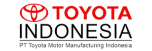 Logo Toyota Motor Manufacturing Indonesia dengan teks merah dan hitam di latar putih.